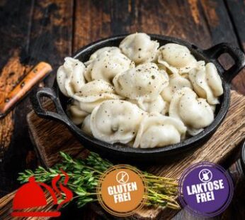 Gluten- und laktosefreie Pelmeni mit Putenfleisch